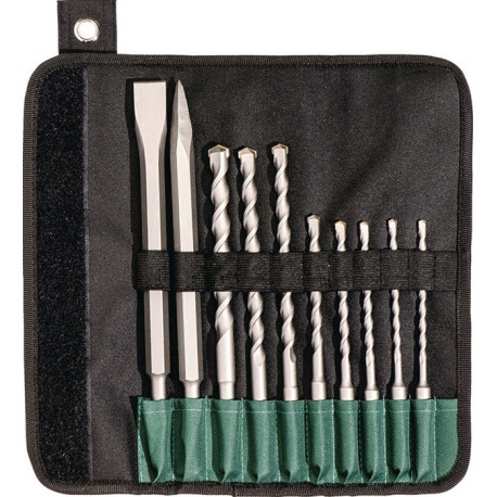 Jeu de forets/burins SDS-plus 10 pièces. Sac à roulettes Metabo
