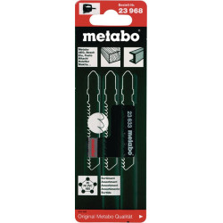 Assortiment de lames de scie sauteuse 3 pièces 2xbois/1xmétal HCS/HSS pour bois/métal Metabo