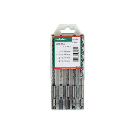Jeu de forets à percussion SDS-plus Pro 4 5 pièces SDS-Plus Ku.-Kass.METABO
