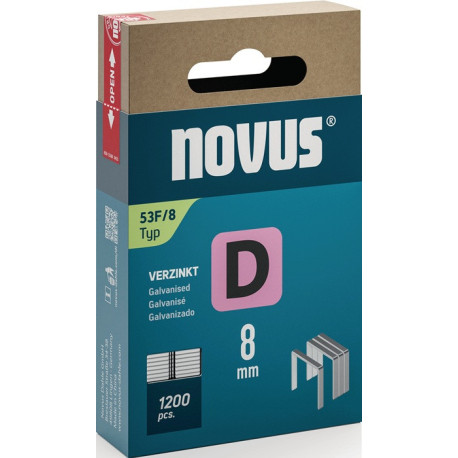 Agraphe plat D type 53 F L11,3xL8mm fil L.1,25mm 1200 pièces.NOVUS