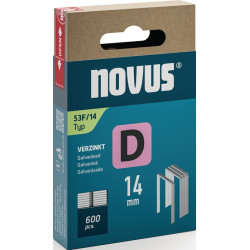 Agraphe plat D type 53 F L11,3xL14mm fil L.1,25mm 600 pièces.NOVUS