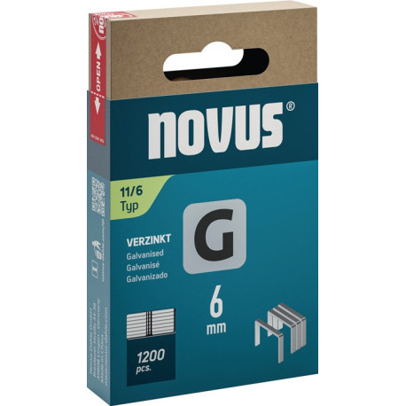 Agraphe plat G type 11 W10,6xL6mm fil W.1,25mm 1200 pièces.NOVUS