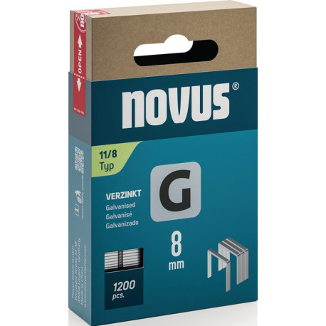 Agraphe plat G type 11 W10,6xL8mm fil W.1,25mm 1200 pièces.NOVUS