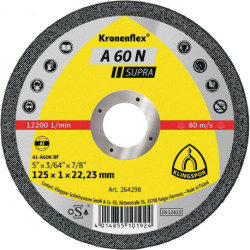 Disque à tronçonner A 60N Supra D125x1mm ger.Alu.Bohr.22,23mm KLINGSPOR (Par 25)