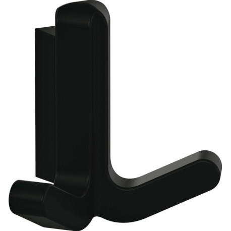 Crochet double Ser.477 plastique élastique mat (TPU) 90 noir profond H.69mm HEWI