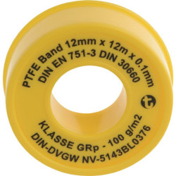 Ruban d'étanchéité PTFE GRp L12m B12mm D0,1mm blanc 100g/m² Rl.GEKA (Par 10)