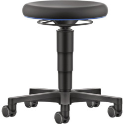 Tabouret pivotant Rl.simili cuir assise noire H.450-650mm BIMOS