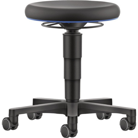 Tabouret pivotant Rl.simili cuir assise noire H.450-650mm BIMOS