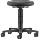 Tabouret pivotant Rl.simili cuir assise noire H.450-650mm BIMOS