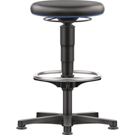 Tabouret pivotant patins et repose-pieds mousse intégrale mousse intégrale noir