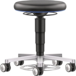 Tabouret pivotant Rl.Simili cuir noir H.480-650mm BIMOS