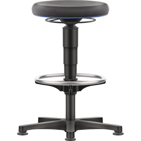 Tabouret pivotant sur patins et repose-pieds Supertec noir