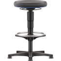 Tabouret pivotant sur patins et repose-pieds Supertec noir
