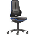 Chaise de travail pivotante Rl. revêtement en cuir artificiel noir bleu 470-640mm BIMOS