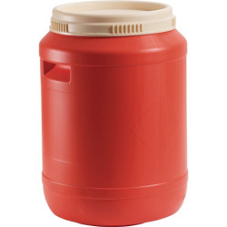 Fût de batterie 60l HD-PE orange pur (couvercle ivoire clair) avec poignées encastrées WEMAS
