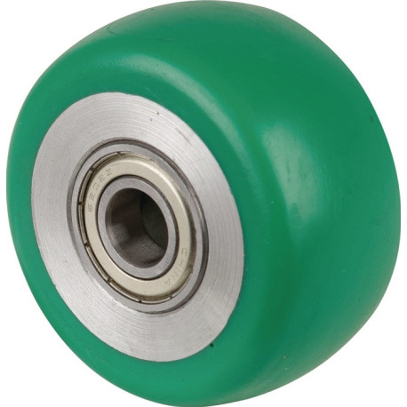 Roue D.125mm Trgf.450kg PU bleu Axe D.20mm Longueur moyeu 60mm BS ROLLS