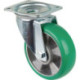 Roulette pivotante D.160mm Trgf.300kg plateau PU L138xL109mm Coloris Rl.vert BS ROLLS