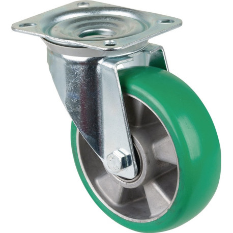 Roulette pivotante D.160mm Trgf.300kg plateau PU L138xL109mm Coloris Rl.vert BS ROLLS