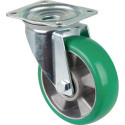 Roulette pivotante D.160mm Trgf.300kg plateau PU L138xL109mm Coloris Rl.vert BS ROLLS