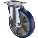 Roulette pivotante D.200mm Trgf.300kg plateau PU L138xL109mm Couleur Rl.bleu BS ROLLS