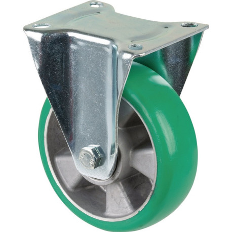 Roulette fixe D.160mm Trgf.300kg plateau PU L138xL109mm Coloris Rl.vert BS ROLLS