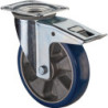 Roulette pivotante D.125mm Trgf.300kg avec fixation PU 138x109mm bleu BS ROLLERS
