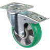 Roulette pivotante D.160mm Trgf.300kg avec fixation PU 138x109mm vert BS ROLLERS
