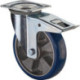 Roulette pivotante D.200mm Trgf.300kg avec PU fixe 138x109mm bleu BS ROLLERS