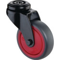 Roulette pivotante D.50mm Trgf.50kg avec trou arrière bille caoutchouc gris BS ROLLS