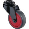 Roulette pivotante D.75mm Trgf.60kg avec trou arrière bille caoutchouc gris BS ROLLS