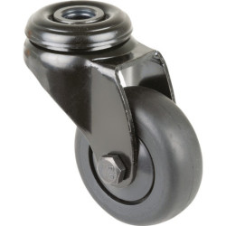 Roulette pivotante D.50mm Trgf.50kg avec trou arrière Corps de roue Ku.Ball.Caoutchouc noir BS ROLLE