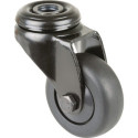 Roulette pivotante D.50mm Trgf.50kg avec trou arrière Corps de roue Ku.Ball.Caoutchouc noir BS ROLLE