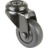 Roulette pivotante D.50mm Trgf.50kg avec trou arrière Corps de roue Ku.Ball.Caoutchouc noir BS ROLLE