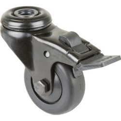 Roulette pivotante à support fixe D.50mm charge 50kg avec caoutchouc fixe noir BS ROLLERS