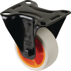 Roulette fixe D.80mm Trgf.100kg Plateau caoutchouc L104xL80mm Couleur Rl.gris clair BS ROLLS