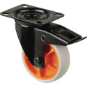 Roulette pivotante D.80mm Trgf.100kg avec caoutchouc fixe 104x80mm gris clair BS ROLLS