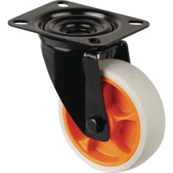 Roulette pivotante D.100mm Trgf.110kg Roulettes pivotantes plaque caoutchouc L104xL80mm couleur Rl.gris clair