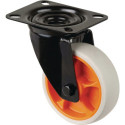 Roulette pivotante D.100mm Trgf.110kg Roulettes pivotantes plaque caoutchouc L104xL80mm couleur Rl.gris clair