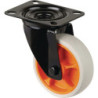 Roulette pivotante D.100mm Trgf.110kg Roulettes pivotantes plaque caoutchouc L104xL80mm couleur Rl.gris clair