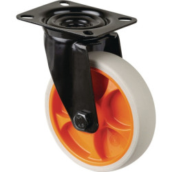 Roulette pivotante D.125mm Trgf.120kg Roulettes pivotantes plaque caoutchouc L104xL80mm couleur Rl.gris clair