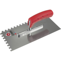 Truelle à lisser L.280mm L.130mm dent 6x6 inox avec manche souple VA S.0,7mm SWAN (Par 10)