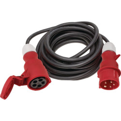 Rallonge CEE avec fiche inversion de phase 32 A 400 V 25m H07RN-F 5x4mm² noir IP44