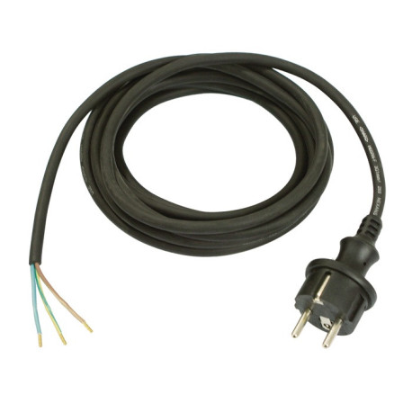 Câble de raccordement H07RN-F 2x1,0mm² 5m fiche contour noir WEINGÄRTNER
