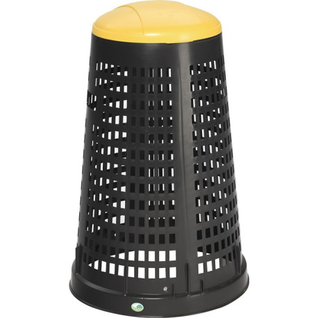 Support panier D525xH880mmPP noir couvercle jaune pour sacs 120l