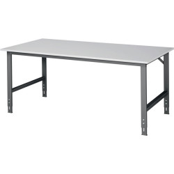 Table de travail Tom L2000xP1000xH760-1080mm plan de travail mélamine structure gris anthracite