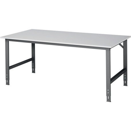 Table de travail Tom L2000xP1000xH760-1080mm plan de travail mélamine structure gris anthracite