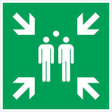 Panneau de secours ASR A1.3/DIN EN ISO 7010 L400xL400mm point de collecte en aluminium. (Par. 10)