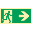 Panneau de secours DIN EN ISO 7010 L297xL148mm issue de secours à droite Ku. (Par. 10)