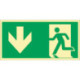 Panneau de secours DIN EN ISO 7010 L297xL148mm sortie de secours transversale/m figure Ku. (Par. 10)