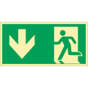 Panneau de secours DIN EN ISO 7010 L297xL148mm sortie de secours transversale/m figure Ku. (Par. 10)